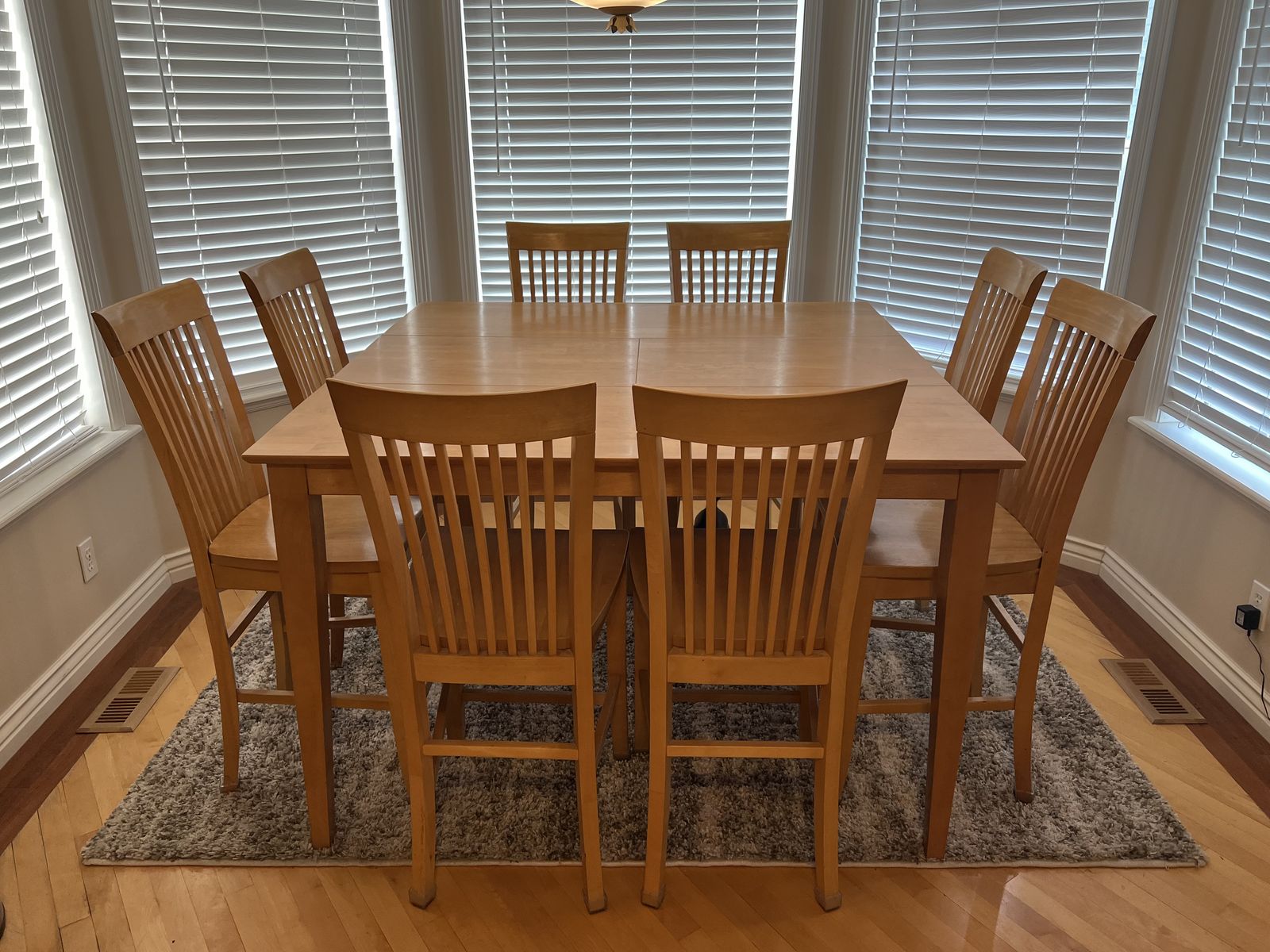 Elevated Dining Room Table And Chairs (6) Maple