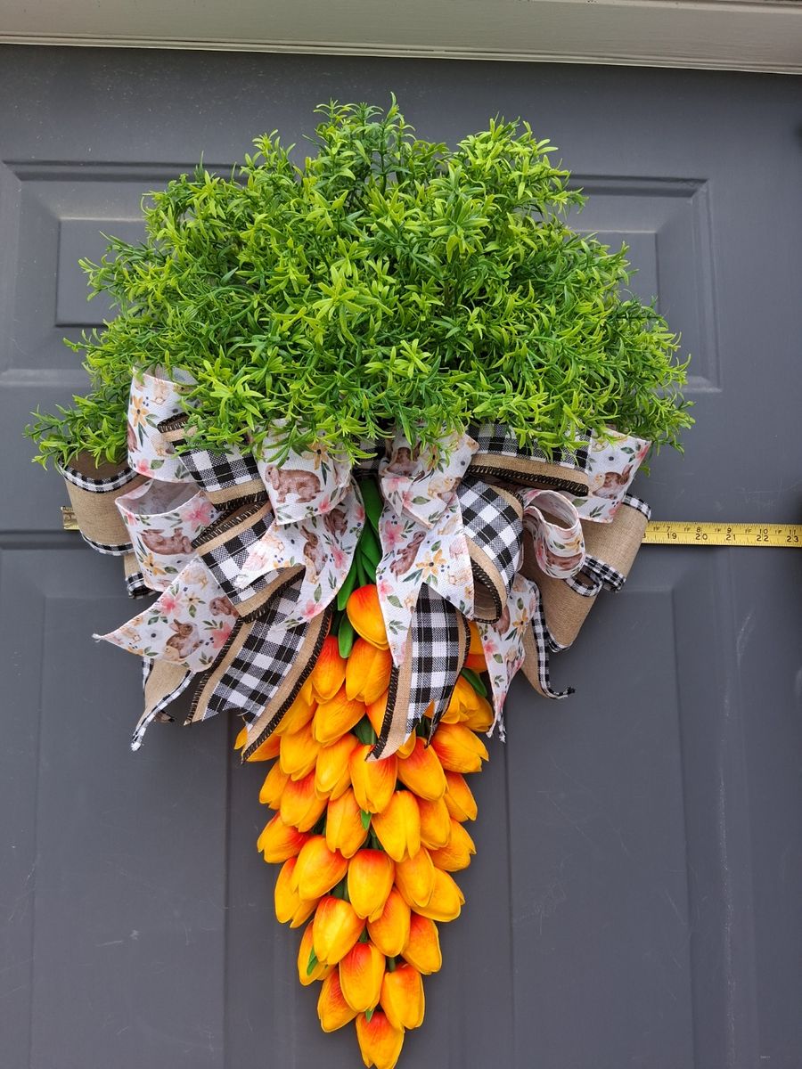 HANDMADE SPRING TULIP CARROT WREATH $85 FLORALS DECOR DESIGN