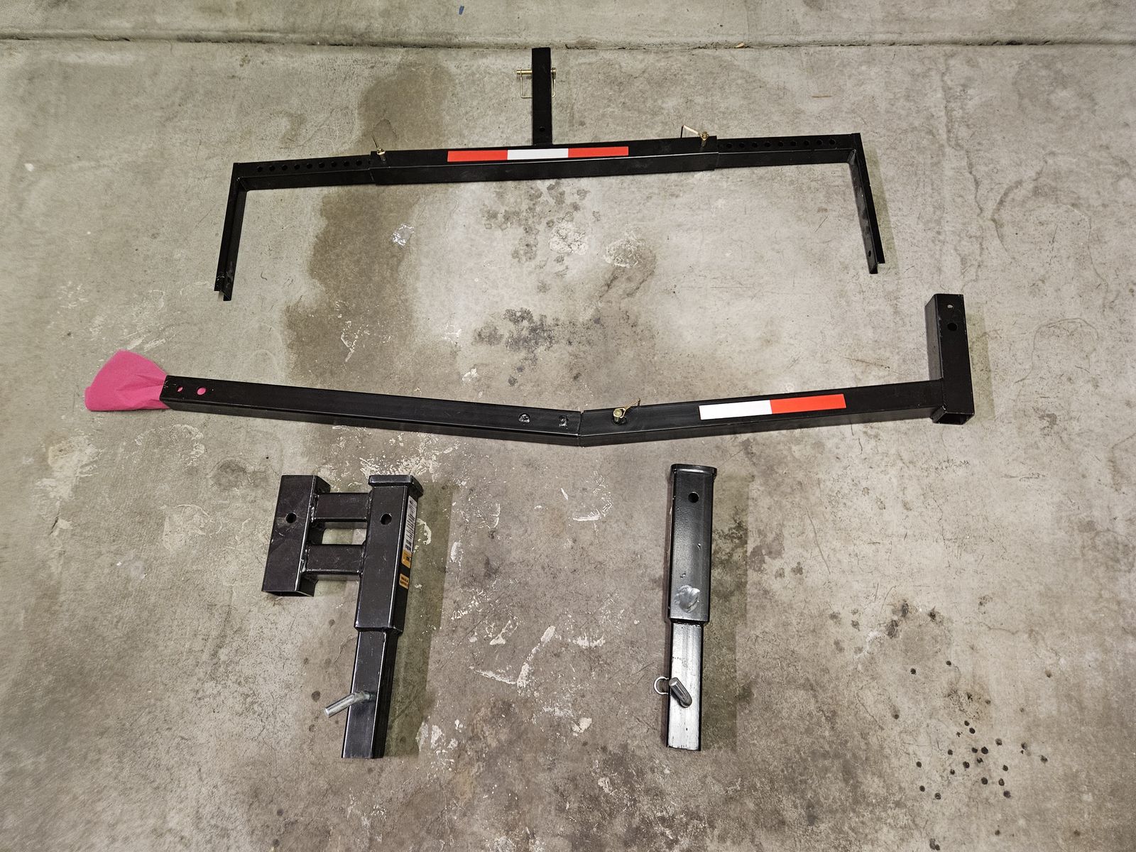 3 hitch Extensions, 1 Adjustable Extension Foldable Rack, 1 10" Extension and 1 duel 10" Extension. All are 2" recever.