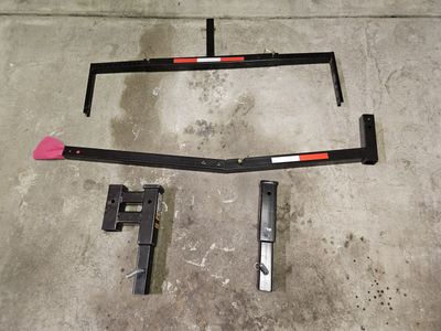 3 hitch Extensions, 1 Adjustable Extension Foldable Rack, 1 10" Extension and 1 duel 10" Extension. All are 2" recever.