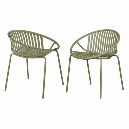 2pcs Patio Dining Chairs, Stackable, Green