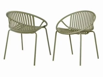 2pcs Patio Dining Chairs, Stackable, Green