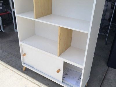 5 Shelf Wood BookCase* Blanco White/Natural Wood