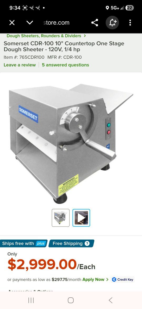 Somerset countertop dough sheeter