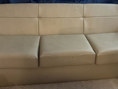 Flexsteel Beige Faux Leather 3-Seat RV Sofa