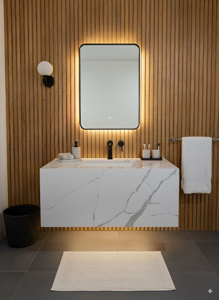 35” Floating vanity Calacatta Laza