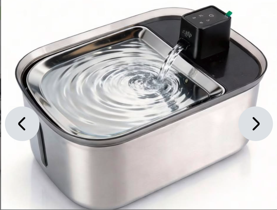 Brand New Pets Wireless Stainless Steel Dog & Cat Water Fountain, Brown, 7.5-L