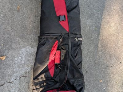 Black and Red Rolling Travel Golf Bag with Padded Storage