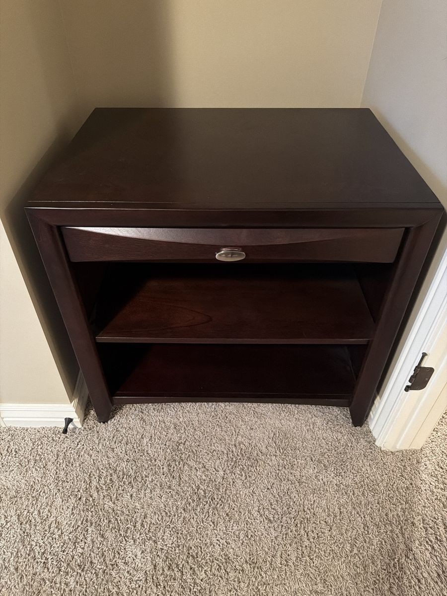 Dark Brown Wood Console Table Entertainment Center with Storage