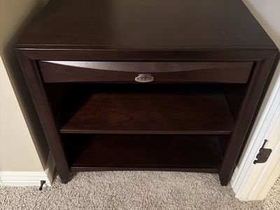 Dark Brown Wood Console Table Entertainment Center with Storage