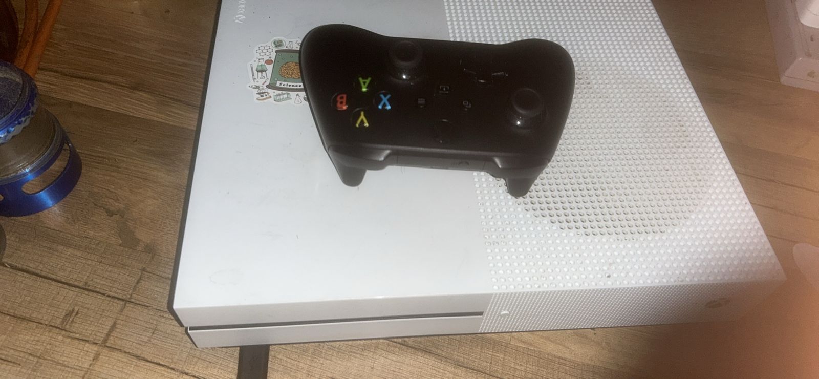 Microsoft Xbox One S White Console with Black Wireless Controller (Good Condition)
