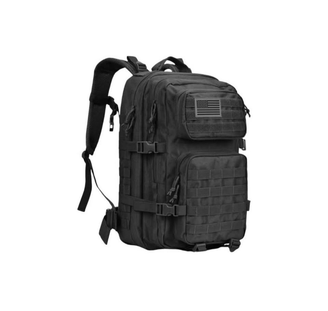 (NEW) Black Tactical Military Backpack with MOLLE Webbing & US Flag Patch