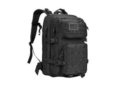(NEW) Black Tactical Military Backpack with MOLLE Webbing & US Flag Patch