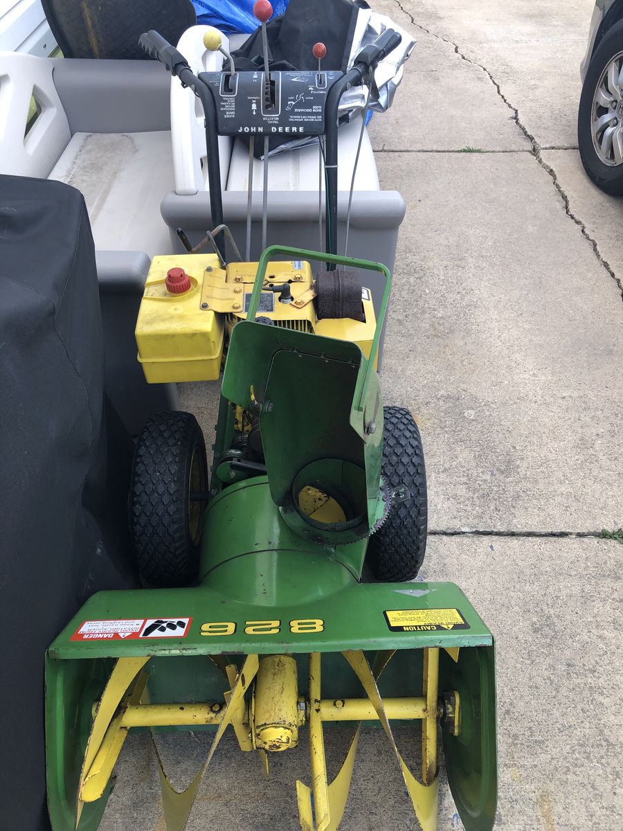 John Deere 826 snowblower, $100