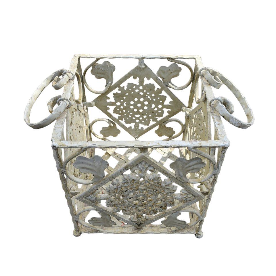 Vintage Wrought Iron Planter Box Lattice Bottom