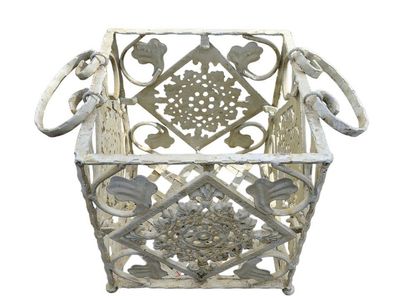 Vintage Wrought Iron Planter Box Lattice Bottom