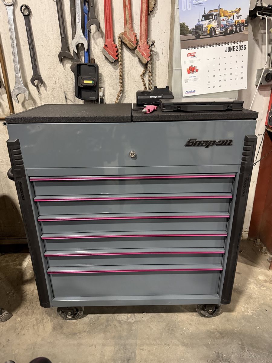 Snap on roll cart box with tools