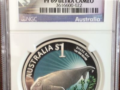 2012 Australia Shark Bay Dugong 1oz Silver Colorized coin NGC certified Proof PF69 Ultra Cameo UCAM
