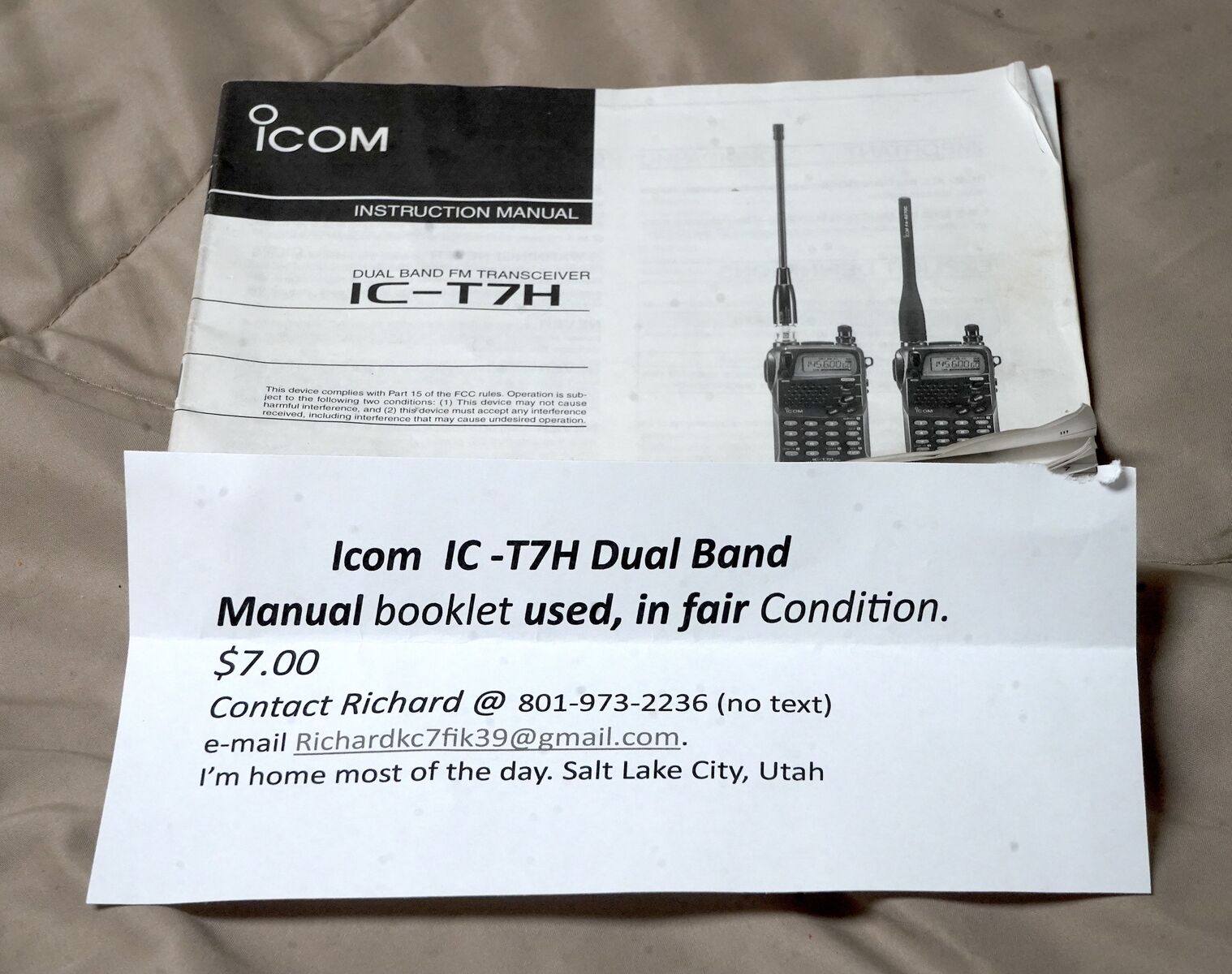 Icom  IC -T7H Dual Band Manual booklet
