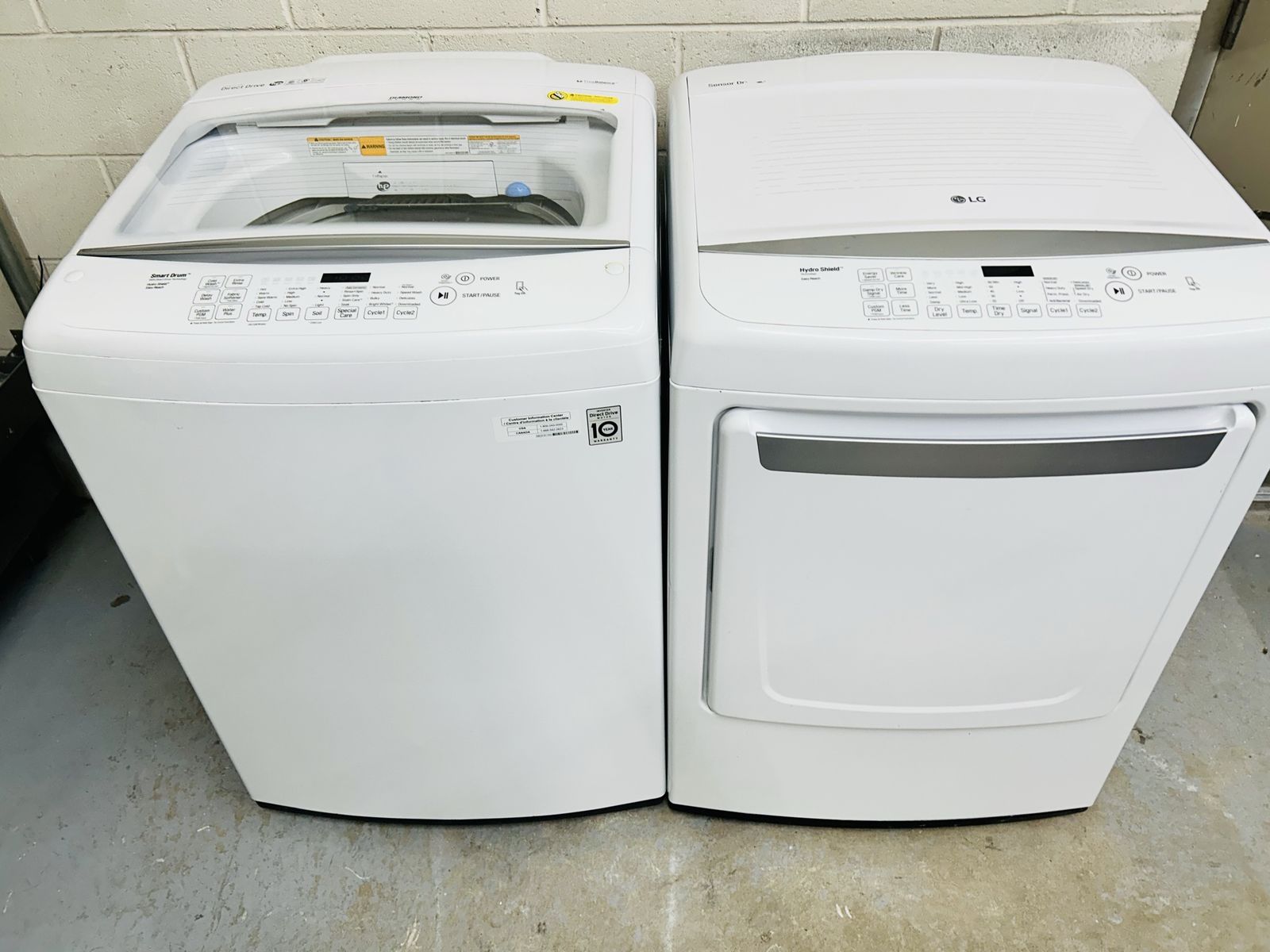 LG super capacity washer and dryer set