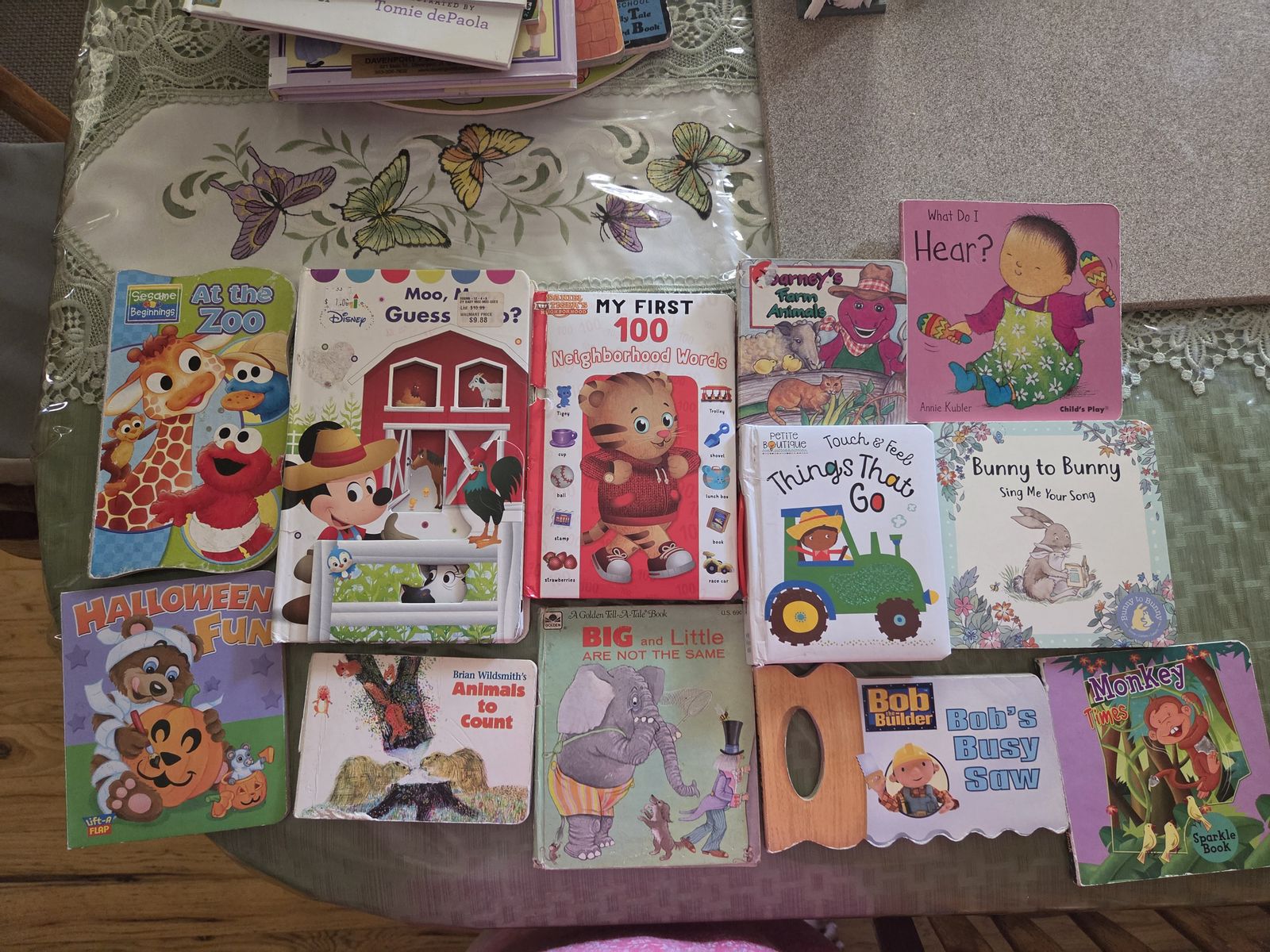 Bundle of 12 Used Children's Board Books: Disney, Sesame Street, Barney, Touch & Feel, Lift-a-Flap LOT 1