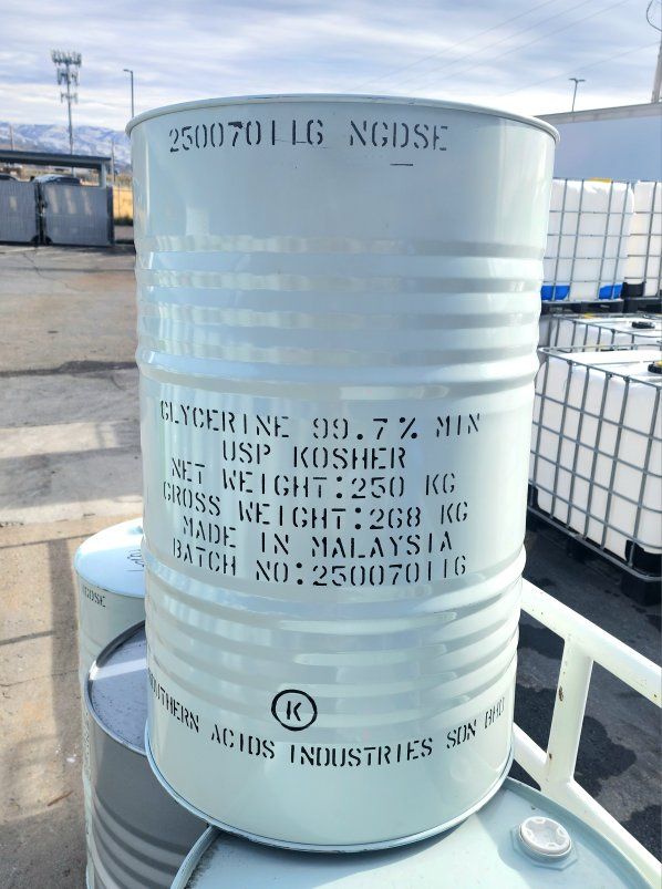 55gl FOOD GRADE closed top steel Glycerine Drums