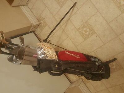 golf clubs and bag
