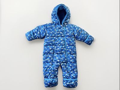 Columbia 6-12 Months Baby Bunting Hood Winter Down Snowsuit Fleece Lined Blue