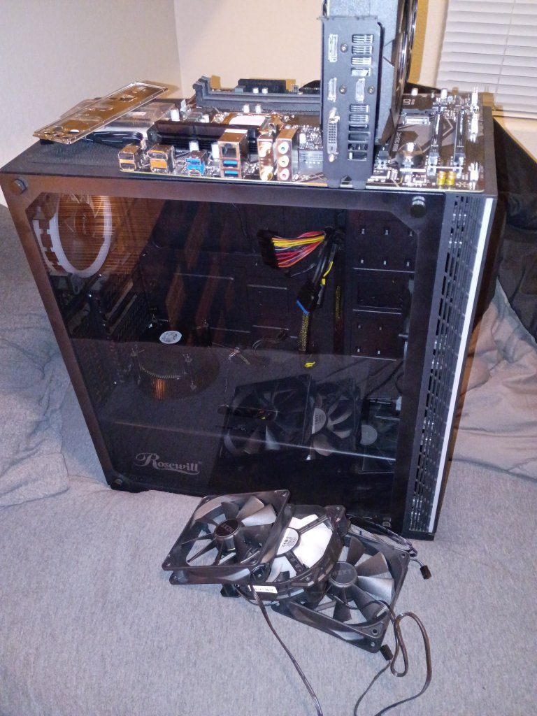 Rosewill PC Case Bundle with Motherboard, GPU, Fans, and Power Cables, as well as CPU (ONLY MISSING RAM)