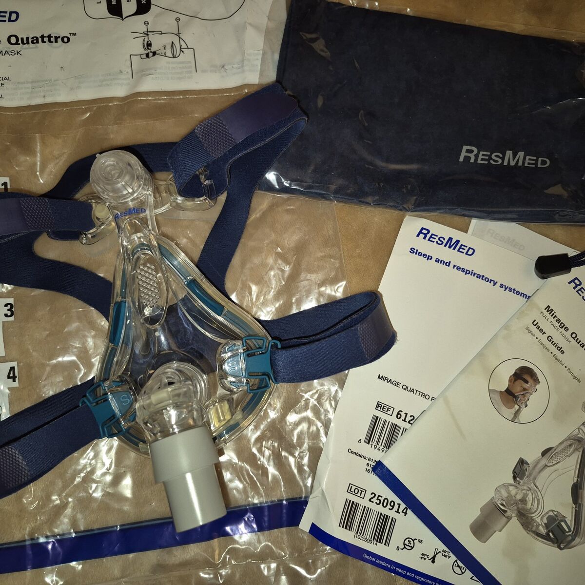 Mirage Quattro S CPAP Mask Frame Cushion Headgear