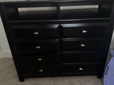 Free twin Black Wooden Storage Bed with Bookcase Headboard and Matching Dresser Set and mattress