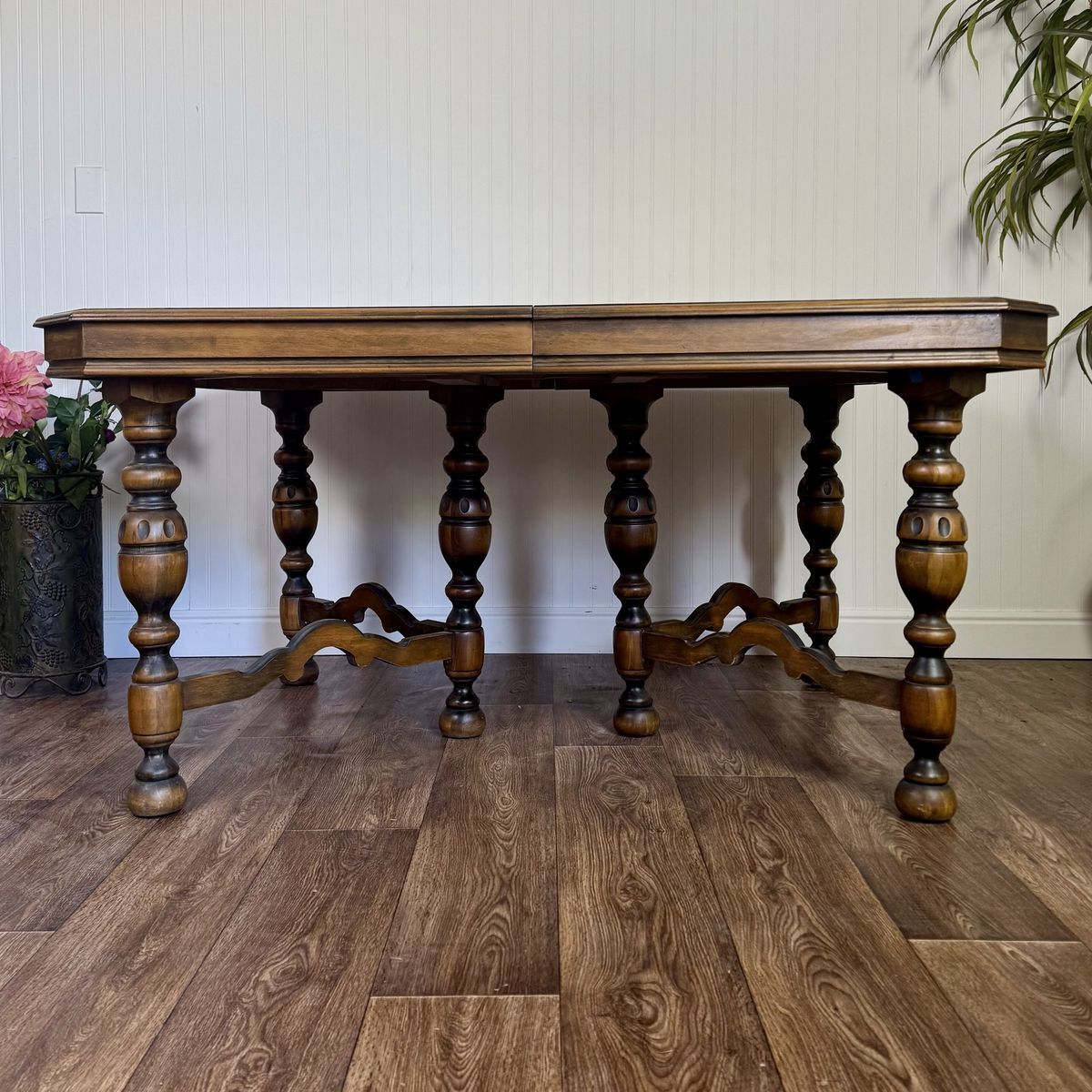 Vintage Jacobean Style Wood Dining Table