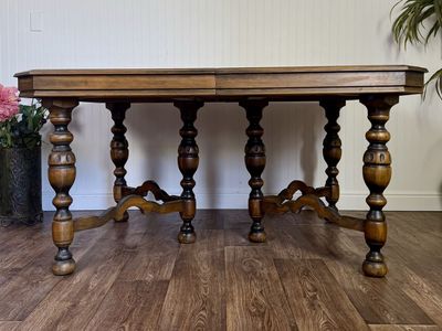 Vintage Jacobean Style Wood Dining Table