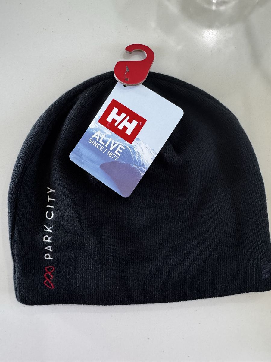 Park City Helly Hansen Nord Beanie, Black Embroidered, Ski Resort, Sundance Utah