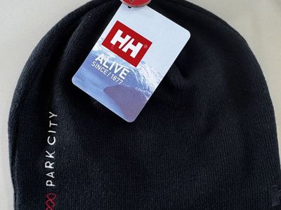 Park City Helly Hansen Nord Beanie, Black Embroidered, Ski Resort, Sundance Utah