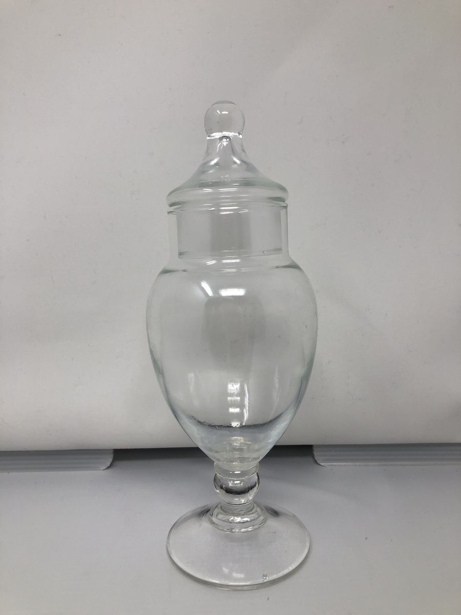 Vintage Clear Glass Lidded Apothecary Jar – 8 oz.