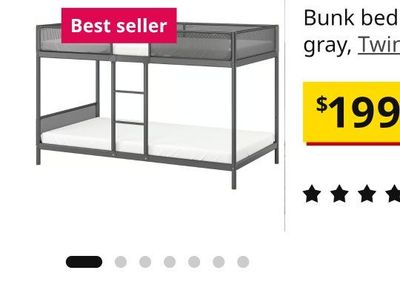IKEA TUFFING Bunk Bed, Twin Size, Gray, Space-Saving Design