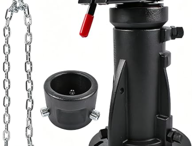 C5G1216 12"-16" Adjustable Height Cushioned 5th Wheel to Gooseneck Adapter w/Safety Chain for Camper/RV/Trailer's Kingpin Box