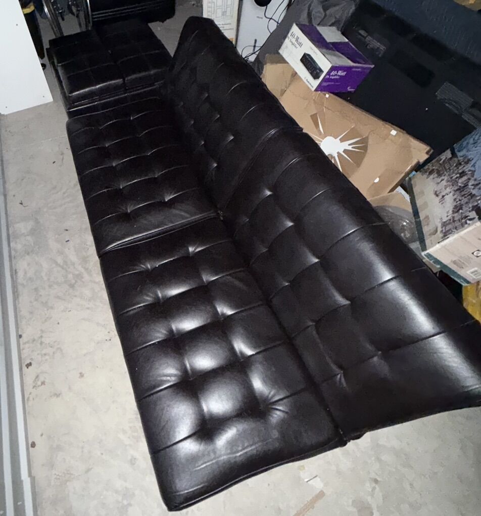 Wood Frame Faux Leather Sofa Bed