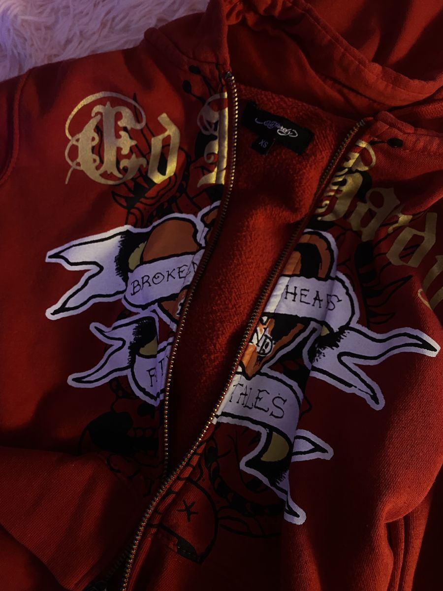 Red broken hearts Ed Hardy jacket