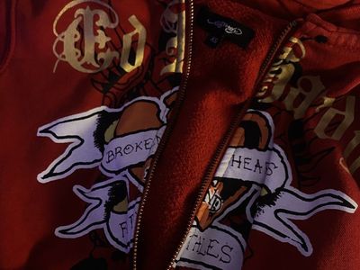 Red broken hearts Ed Hardy jacket