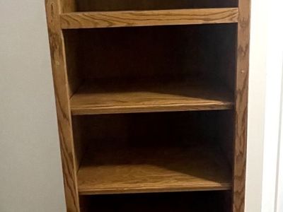 Solid Oak Wooden Bookshelf with Lower Storage Cabinet X2