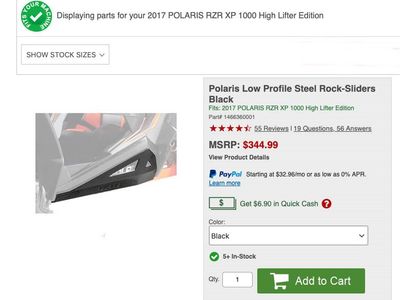 Polaris Razor 1000 Low Profile Roc Sliders