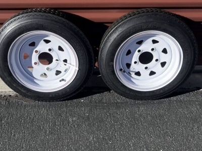 Brand New Set of 2 Wanda ST 4.80-12 Trailer Tires Mounted on New White Spoke Wheels