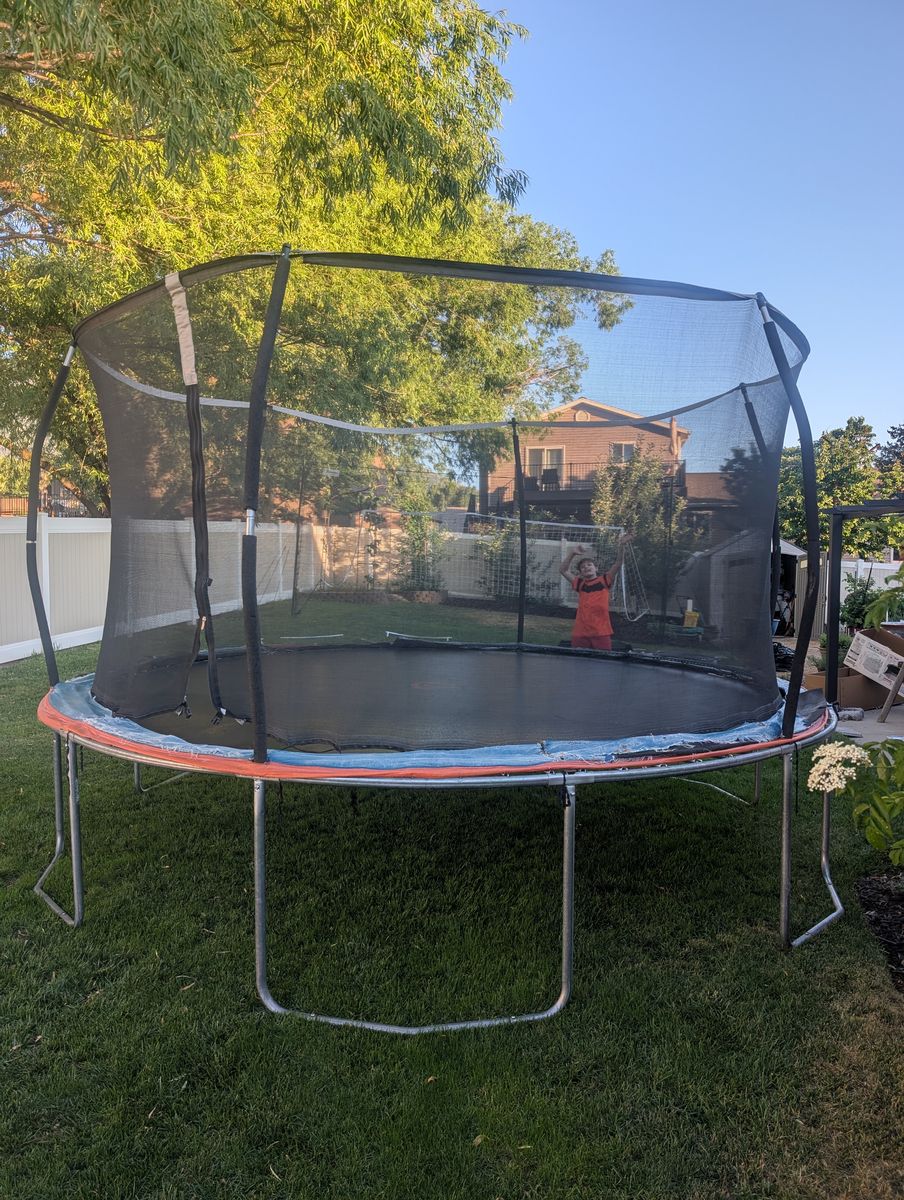 Used Outdoor Trampoline with Enclosure - Large Round Jumping Mat