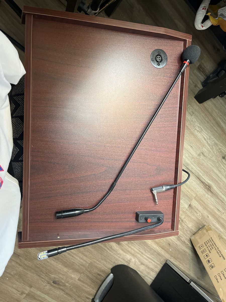 Unbranded Podium/Lectern with Integrated Gooseneck Microphone and Light