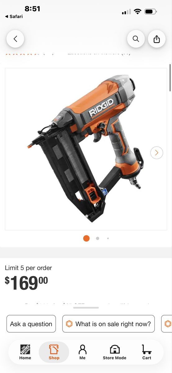 Brand new Ridgid 16 gauge straight finish nailer