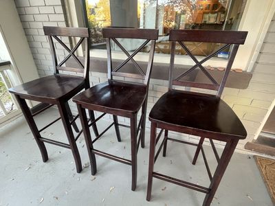 3 Wooden Bar Stools with Back