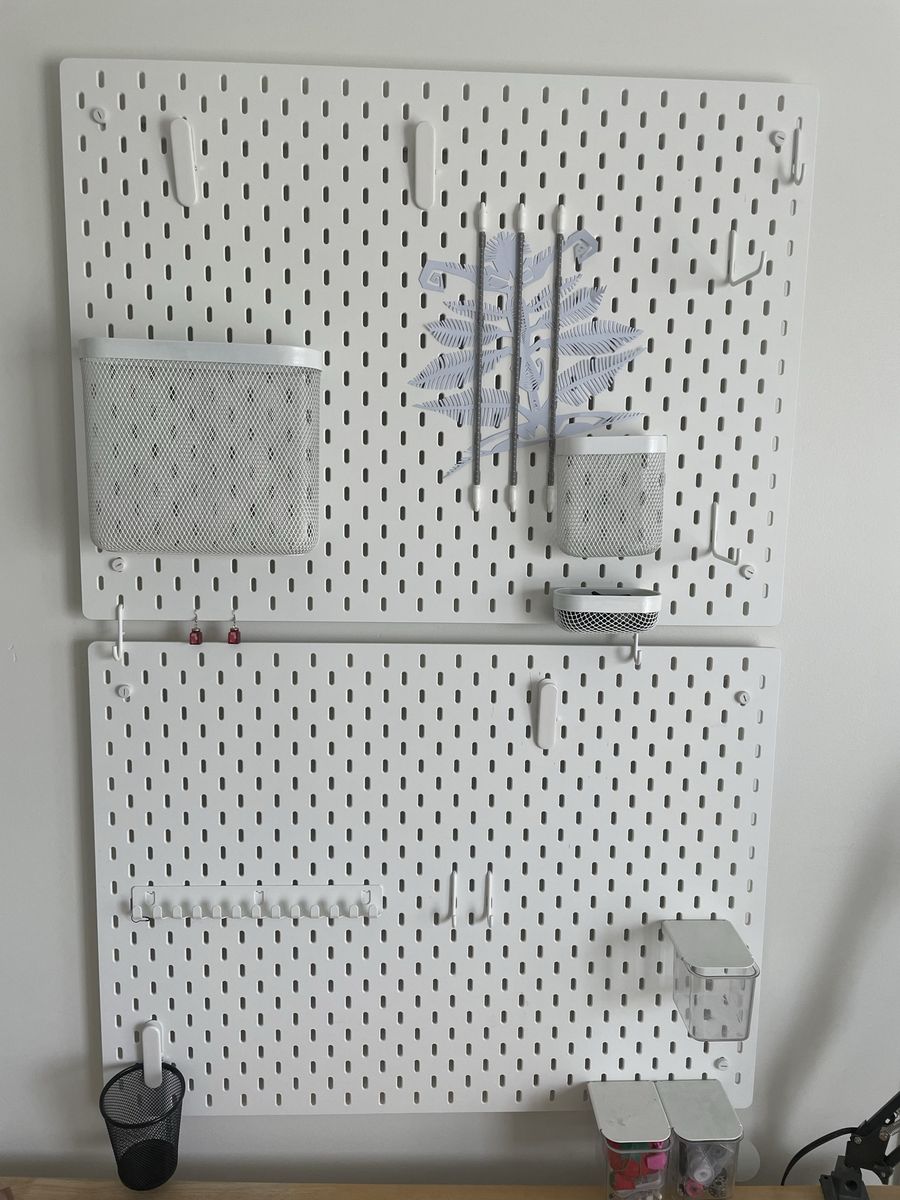 IKEA Skadis White Pegboards with Assorted Hanging Accessories Set