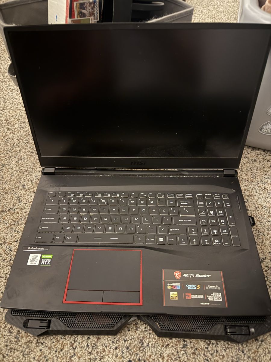 MSI gaming laptop with fan base